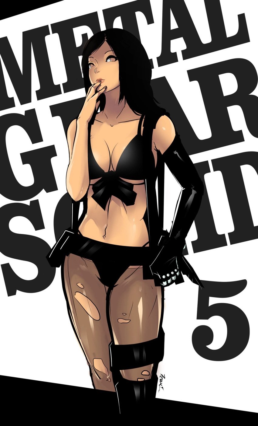 1girls 7zaki black_hair bra character_request female looking_at_viewer metal_gear_solid quiet_(metal_gear)_(cosplay) short_hair tagme_(character)