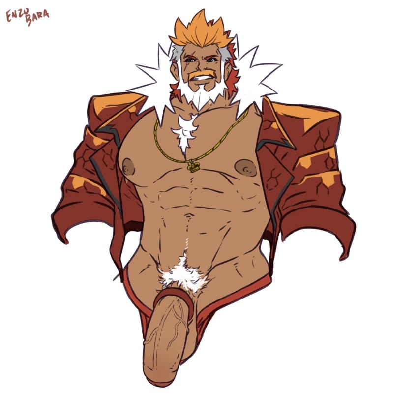 balls bara beard big_penis cock_ring enzobara facial_hair flaccid gijinka male male_only muscles muscular nintendo penis pokemon solo solo_male tyrantrum