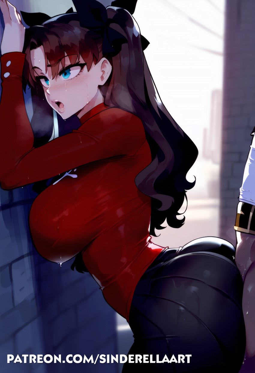 1boy 1girls ai_generated anal_through_skirt ass ass_bigger_than_head big_breasts big_butt busty clothed_female dark-skinned_male fate/stay_night fate_(series) female female_focus fucked_through_clothes fucked_through_skirt grinding grinding_on_penis grinding_through_clothes huge_ass large_ass large_breasts light-skinned_female male penetration_through_clothes pushed_against_wall pushing sex_through_clothes sex_through_skirt sinderellaart solo_focused straight tease teasing thiccwithaq_(ai_style) thick tohsaka_rin voluptuous voluptuous_female