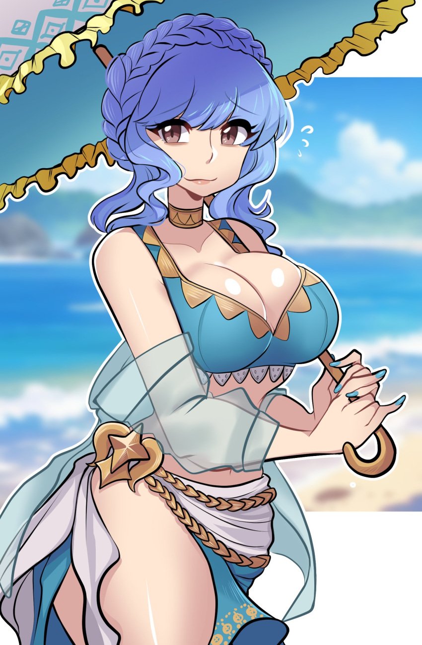 blue_hair breasts female female_only fire_emblem fire_emblem:_three_houses fire_emblem_heroes marianne_von_edmund marianne_von_edmund_(summer) missandydandy nintendo solo swimsuit