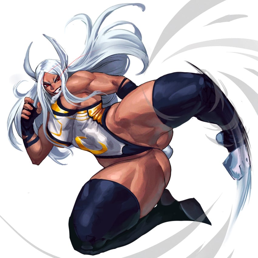 athletic_female bunny_ears dark_skinned_female miruko muscular muscular_arms muscular_female my_hero_academia rumi_usagiyama virgoart1509 white_hair