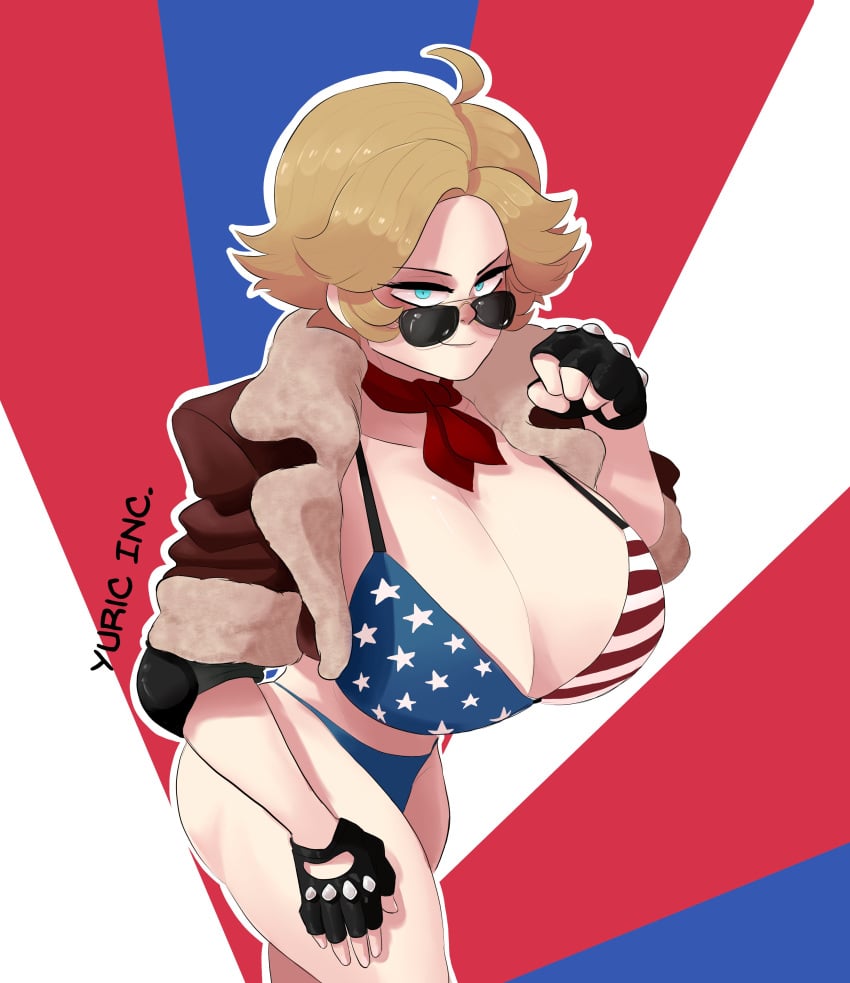 1girls america american american_flag american_flag_bikini aviator_sunglasses big_breasts breasts breasts_bigger_than_head country_inc_(yuric_inc) female female_focus female_only huge_breasts human human_only large_breasts light-skinned_female light_skin looking_over_eyewear looking_over_glasses looking_over_sunglasses sunglasses tinted_eyewear united_states_of_america usa usa_(yuric_inc) yuric_inc