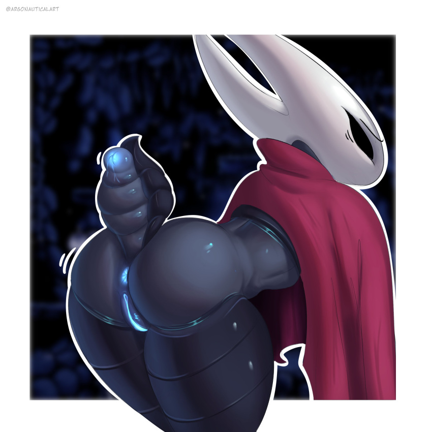 1girls absurd_res anus argonautical arthropod arthropod_abdomen arthropod_abdomen_genitalia ass bent_over big_butt bioluminescent_anus bioluminescent_pussy female genitals hi_res hollow_knight hornet_(hollow_knight) pussy rear_view solo team_cherry thick_thighs video_games watermark