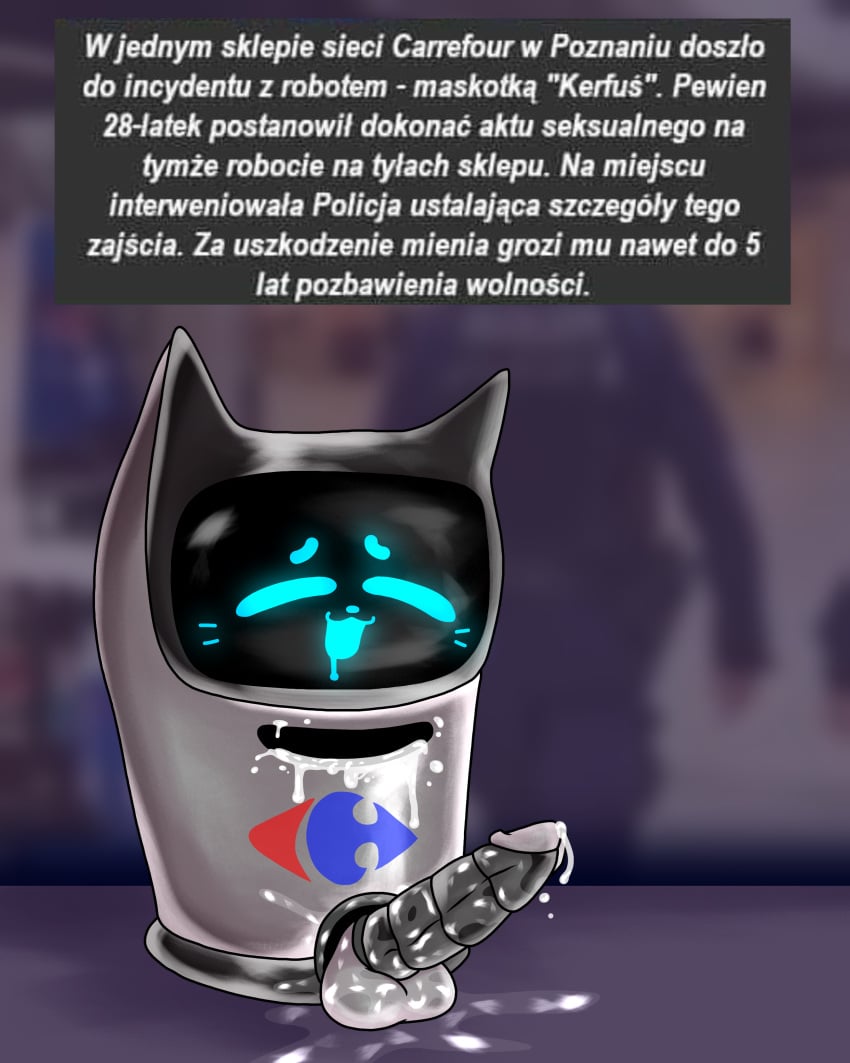 1boy 2d after_sex carrefour cum erect_penis erection feline japierdole kerfuś male male_only papiez_polak penis poland polish_text robot robot_boy screen_face shitpost solo text yorushikathebaka