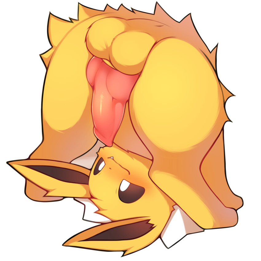 animal_genitalia animal_penis anus ass ass_up balls blush canine_penis digitigrade eeveelution erection fangs feral fur furry furry_only genitals hi_res jolteon knot looking_at_genitalia looking_at_own_penis looking_at_penis looking_at_self male male_only mammal nintendo penis pokémon_(species) pokemon seviyummy shaded simple_background smile solo video_games white_background white_body white_fur yellow_body yellow_fur