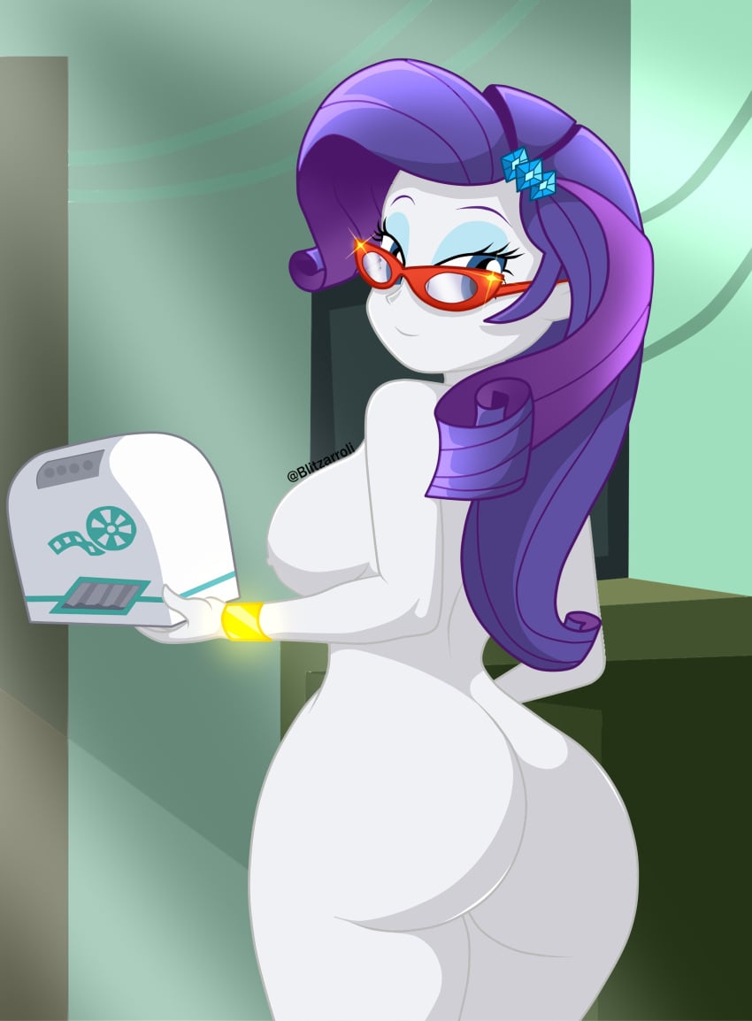 ass big_ass big_breasts big_butt blitzarroli breasts bubble_butt equestria_girls friendship_is_magic glasses my_little_pony my_little_pony_equestria_girls my_little_pony_friendship_is_magic nipples nude nude_female purple_hair rarity_(eg) rarity_(mlp)