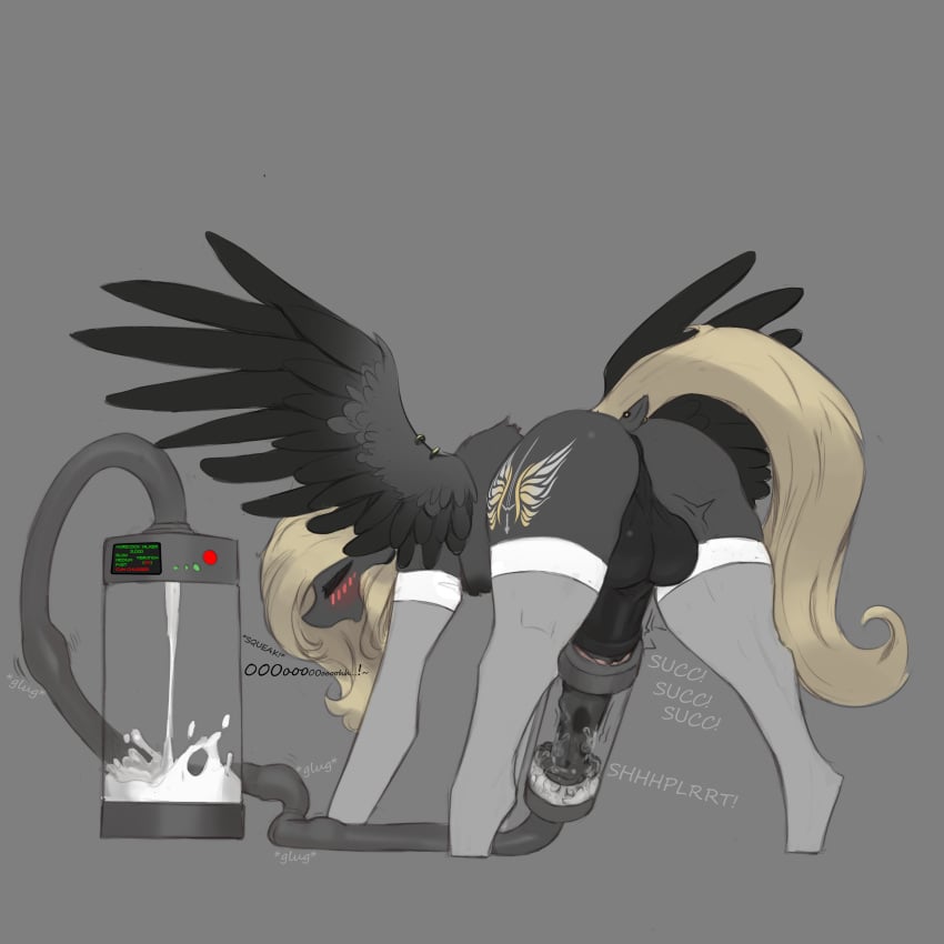 animal_genitalia animal_penis armwear ballsack blonde_hair blush closed_eyes cum cumming english_text equine_genitalia equine_penis eyelashes friendship_is_magic futa_only futa_sans_pussy futanari gray_fur hasbro hi_res horsecock legwear medial_ring milking_machine mottled_genitalia mottled_penis my_little_pony nsilverdraws onomatopoeia open_mouth original_character pegasus penis_milking penis_milking_machine piercing pony simple_background solo spread_wings tail_piercing thighhighs tiny_tail white_armwear white_legwear white_thighhighs wing_boner wing_piercing wings