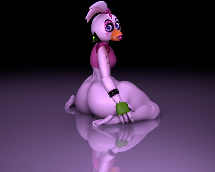 3d bubble_butt five_nights_at_freddy's fnaf glamrock_chica_(fnaf) looking_back masteryorg0 solo thick_thighs without_panties