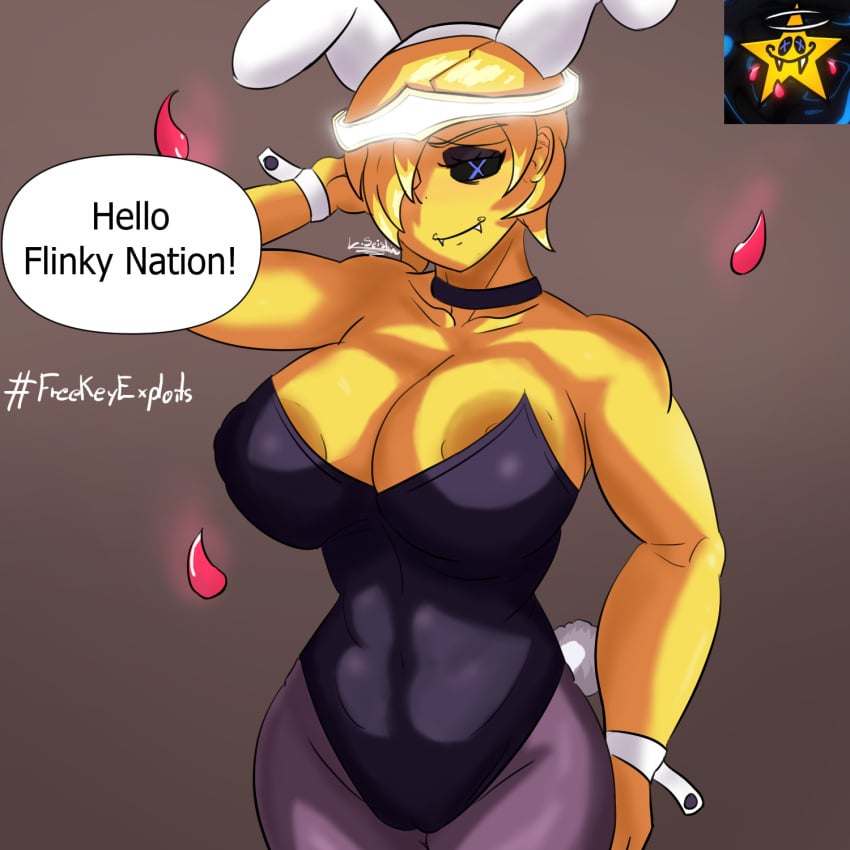 1girls areolae_slip breasts bunny_ears bunnysuit deepwoken hi_res key_exploits reference_image roblox roblox_game rule_63 speech_bubble tagme text thick_thighs thighs youtuber