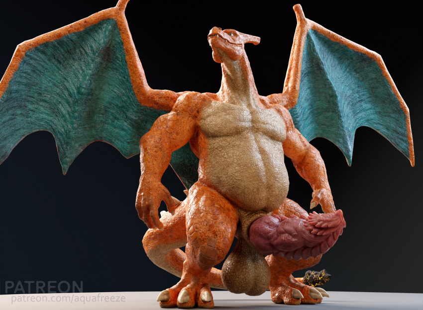 3d_(artwork) anthro aquafreeze aquafreeze_(aquafreeze) balls charizard digital_media_(artwork) erection generation_1_pokemon genitals hi_res knot male membrane_(anatomy) membranous_wings nintendo penile_spines penis pokemon pokemon_(species) scales scalie solo vein veiny_knot veiny_penis wings