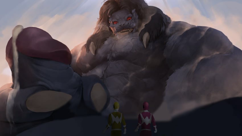 1boy 1boy2girls 2girls anthro cum cum_drip dominant_male female_submissive furry giant giant_penis gigantic_penis goldar holding_penis impending_doom looking_down macro macrophilia male_domination micro microphilia mighty_morphin_power_rangers nonconsensual oddeyresproductions pink_ranger power_rangers red_eyes submissive_female teeth threesome unwilling yellow_ranger