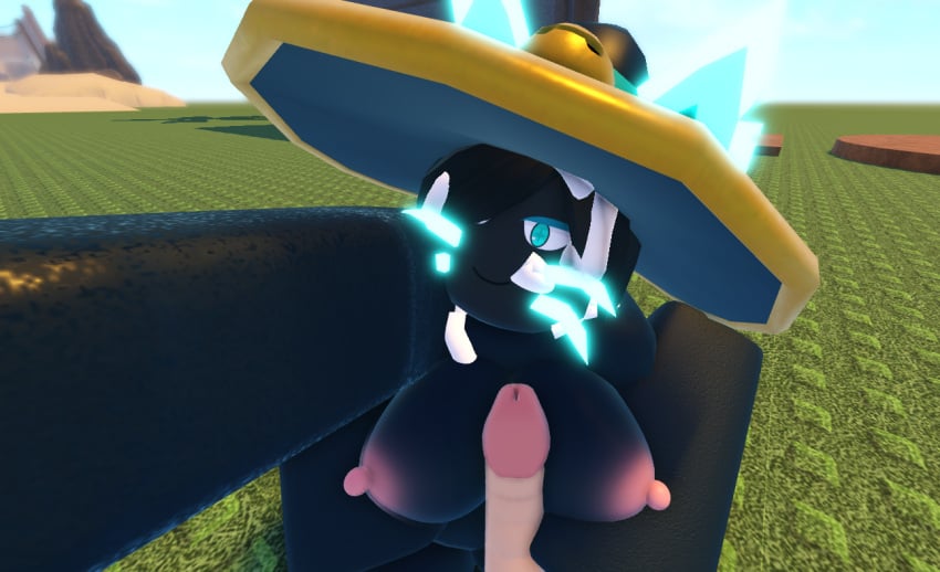 1boy 1girls 3d areolae balanced_craft_wars breasts cum cum_on_face four_(balanced_craft_wars) nipples paizuri penis roblox roblox_game robloxian tagme titfuck titjob