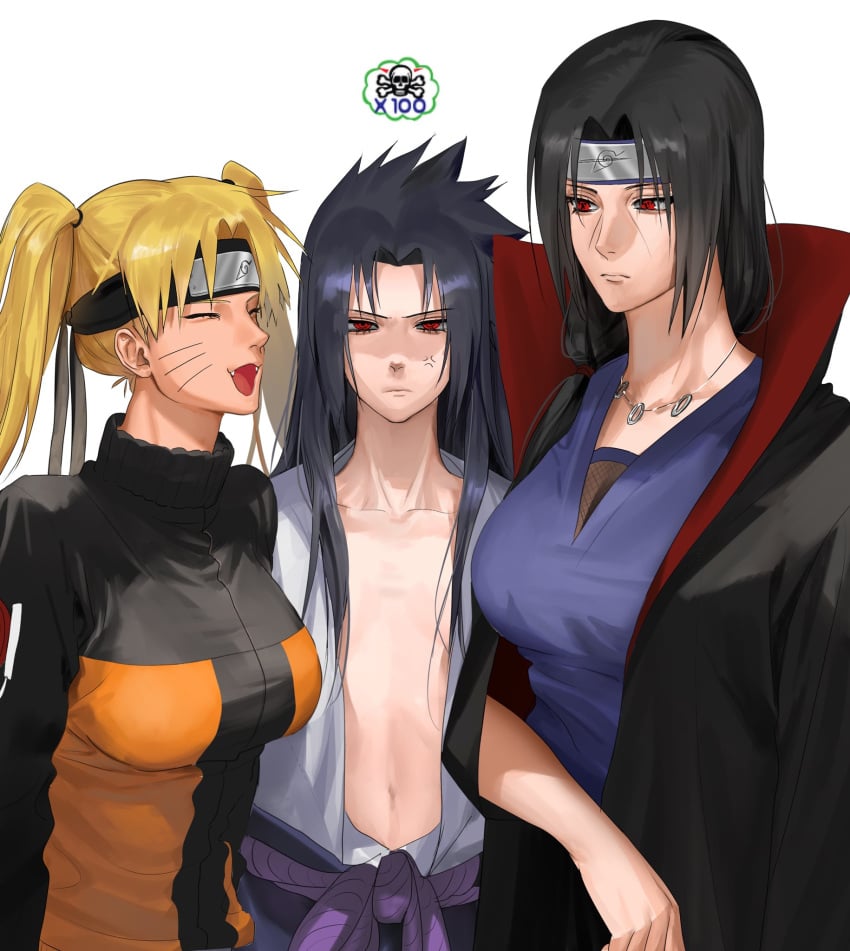 3girls absurd_res absurd_resolution absurdres alternate_breast_size angry angry_expression big_breasts black_hair blonde_hair blue_hair breast_size_difference canon_genderswap cloak closed_eyes clothed clothing denggu_5 exposed_breasts facial_markings fangs flat_chest flat_chested forehead_protector fully_clothed gender_transformation genderswap_(mtf) hair_ribbon headband hi_res high_resolution highres jacket jewelry konohagakure_symbol large_breasts light-skinned_female light_skin long_hair medium_breasts narrowed_eyes naruko naruto naruto_(classic) naruto_(series) naruto_shippuden naruto_uzumaki necklace no_bra open_mouth pale-skinned_female pale_skin perky_breasts petite ponytail red_eyes ribbon rule_63 sasuke_uchiha sasuko sexy_no_jutsu sharingan short_ponytail shounen_jump shueisha side_ponytail sister sisters skimpy skimpy_clothes spiky_hair teeth teeth_showing tied_hair tight_clothing twintails uchiha_itachi uchiha_sasuke uzumaki_naruto very_high_resolution very_long_hair voluptuous voluptuous_female weekly_shonen_jump whisker_markings whiskers white_background yellow_hair