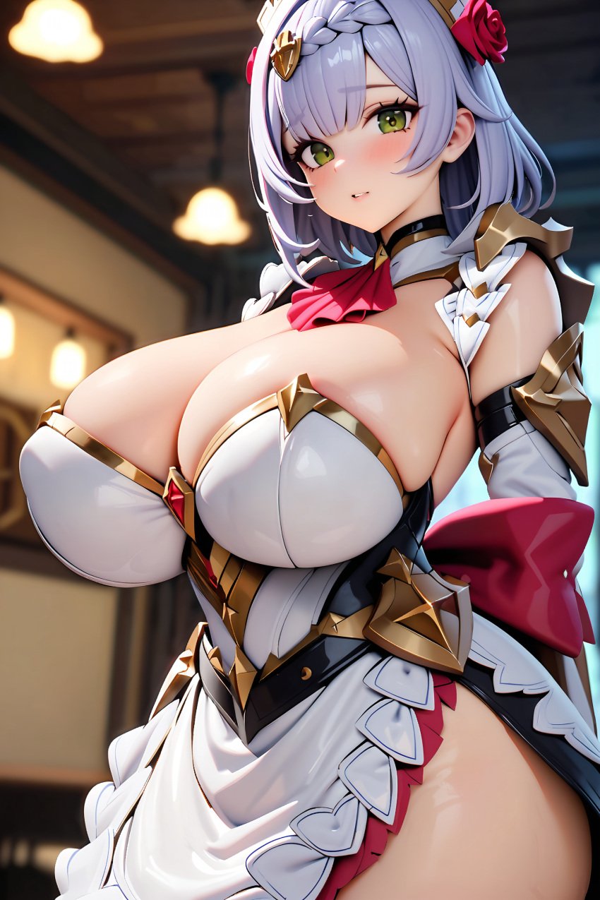 1girls ai_generated big_breasts big_thighs blush breasts busty clothing curvy female ffee11-ai genshin_impact gigantic_breasts gigantic_thighs huge_breasts huge_thighs large_breasts large_thighs massive_breasts massive_thighs noelle_(genshin_impact) thick_thighs thighs voluptuous