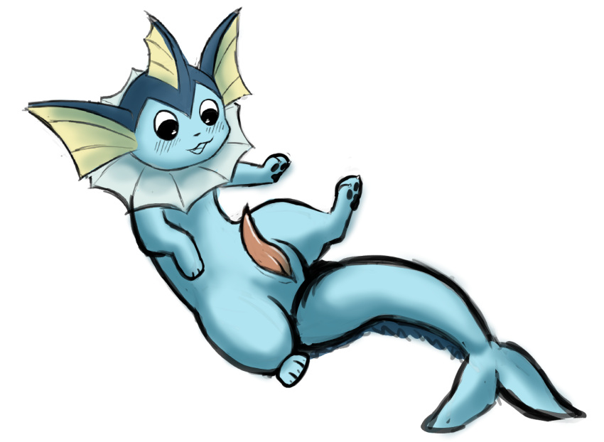 blush canid canine eeveelution erection feral genitals male male_only male_vaporeon mammal nintendo nude open_mouth paws penis pokémon_(species) pokemon pokemon_(species) resachii solo spreading tapering_penis vaporeon video_games