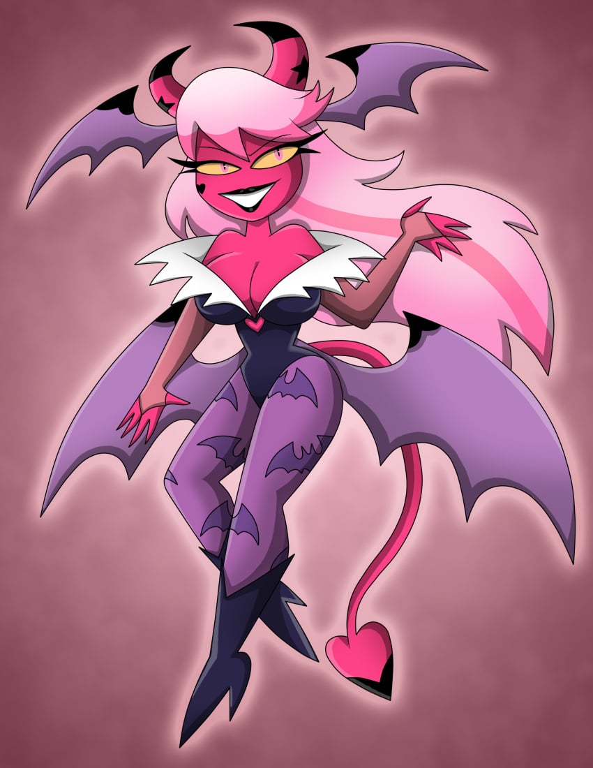 cosplay crossover darkstalkers demon_girl female female_only helluva_boss morrigan_aensland_(cosplay) pink_skin shinragod solo succubus tagme verosika_mayday_(helluva_boss)