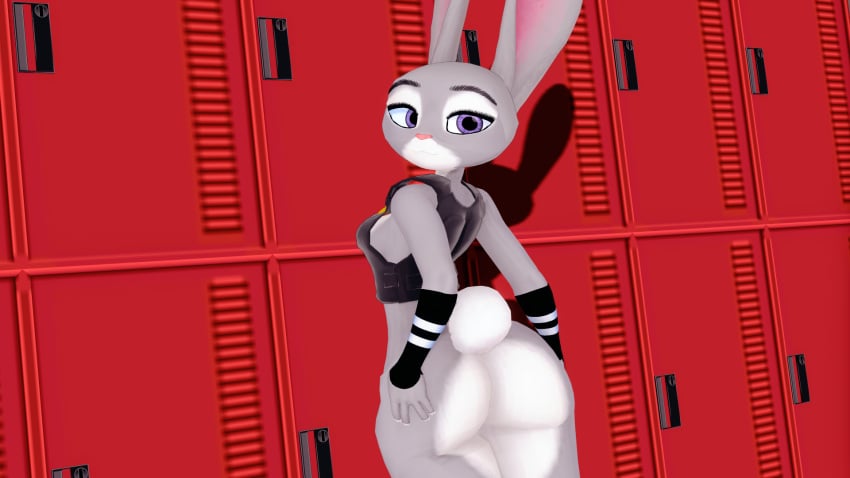 ass bottomless bunny_girl furry judy_hopps koikatsu locker_room looking_back peterjobless62 rabbit zootopia