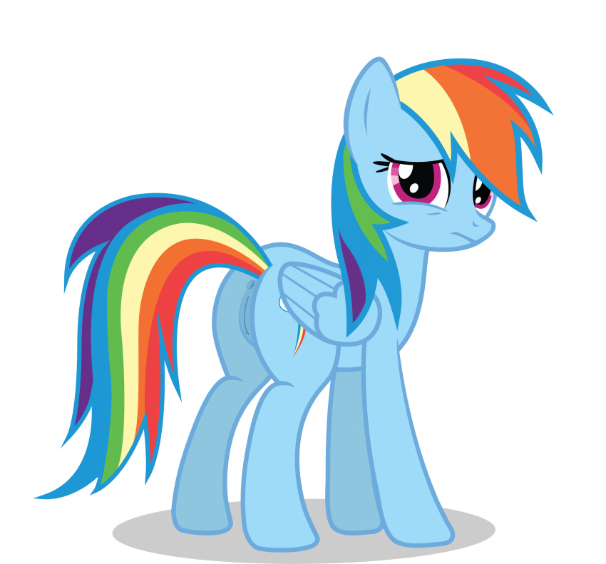 absurd_res alpha_channel animal_genitalia animal_pussy ass canon correct_artstyle equid equine_pussy female friendship_is_magic genitals hasbro hi_res mammal my_little_pony nardo_(artist) pussy rainbow_dash_(mlp) scared simple_background solo straight_hair vector