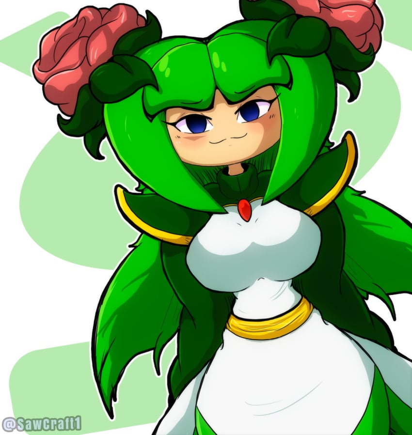 2024 alien alien_girl alien_humanoid big_breasts breasts cosmo_the_seedrian female flora_fauna flower_(anatomy) green_clothes green_clothing green_pseudo_hair highres owo plant_girl plant_humanoid pseudo_hair red_flower sawcraft1 seedrian sega solo solo_female sonic_(series) sonic_the_hedgehog_(series) sonic_x tms_entertainment white_clothes white_clothing