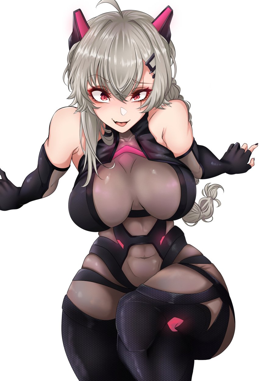 1girls big_breasts breasts female female_only indie_virtual_youtuber looking_at_viewer red_eyes saruei_(vtuber) vank0art virtual_youtuber white_hair