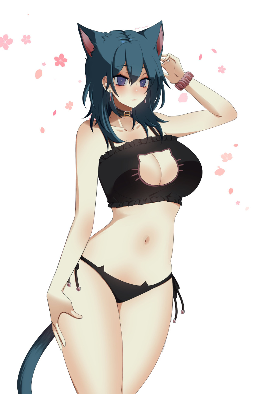 1girls alternate_version_available bare_legs black_panties blue_eyes breasts byleth_(fire_emblem) byleth_(fire_emblem)_(female) cat_ears catgirl cleavage cleavage_cutout collar earrings eine_(eine_dx) female fire_emblem fire_emblem:_three_houses large_breasts medium_hair nintendo panties solo teal_hair