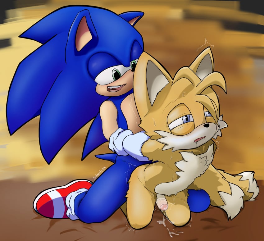 2boys anal anal_sex anitwenty anthro anthro_on_anthro cub cum cum_on_floor feminine_tails forced furry gay half-closed_eyes holding_arm male male_only male_penetrating mind_break penetration penis rape sex sex_from_behind size_difference sonic_(series) sonic_the_hedgehog tails tired tired_eyes yaoi young