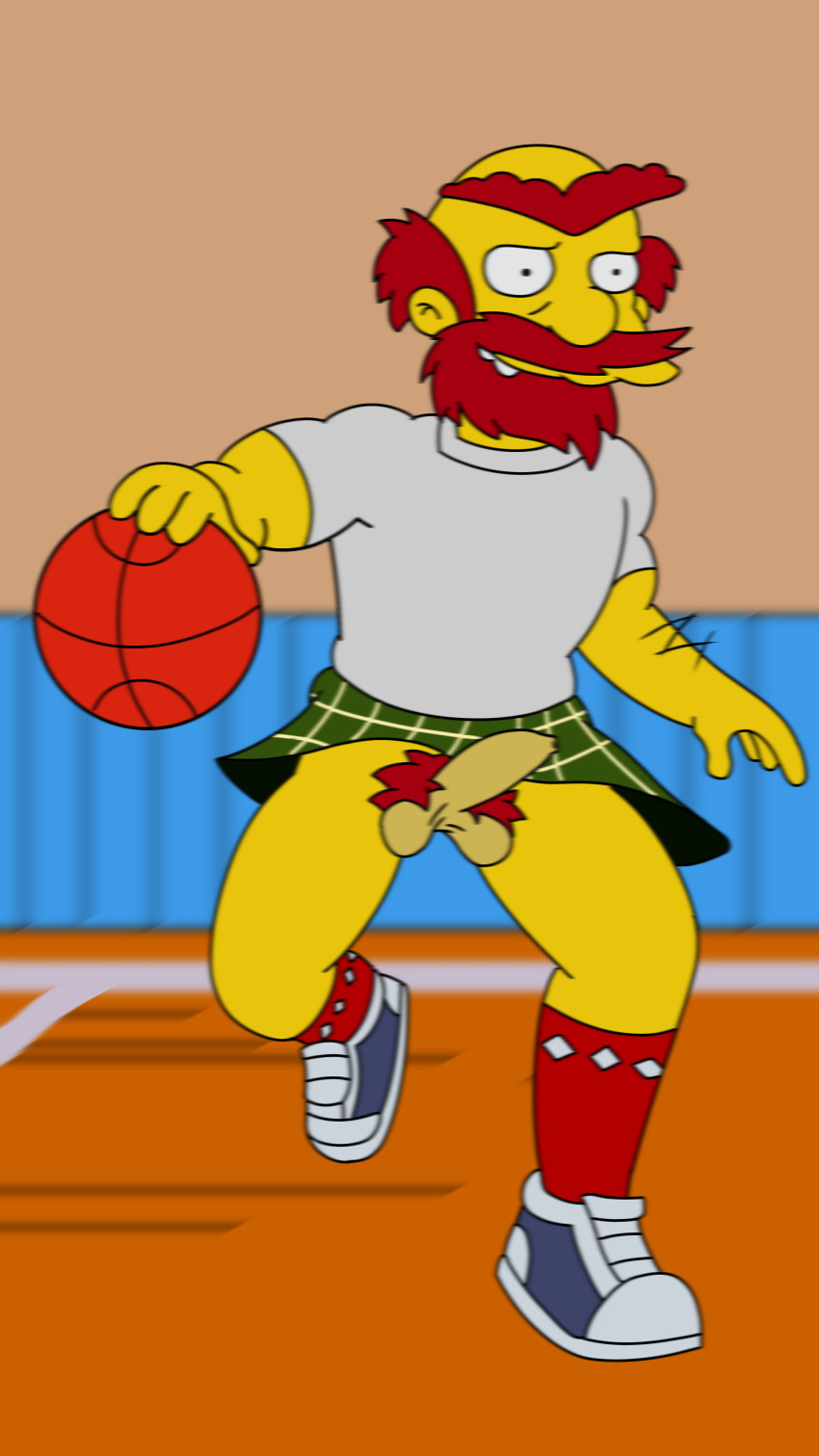 1boy balding balls basketball beard flaccid foreskin groundskeeper_willie human kile kilt male male_only motion_blur penis pubes self_upload solo super_clark tagme the_simpsons uncircumcised uncut unretracted_foreskin