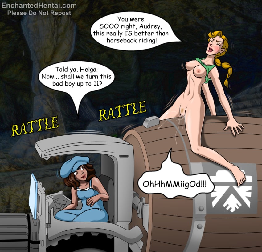 atlantis:_the_lost_empire audrey_ramirez disney drawnthatwayxx enchantedhentai.com english english_text female female_only helga_sinclair nipples pussy speech_bubble text