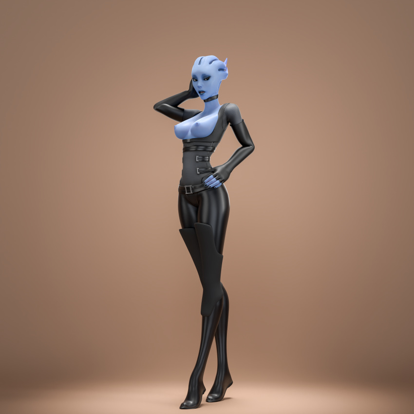 1girls 3d 4k alien_girl asari athletic_female breasts female female_only forestdale mass_effect pose revealing_clothes science_fiction solo