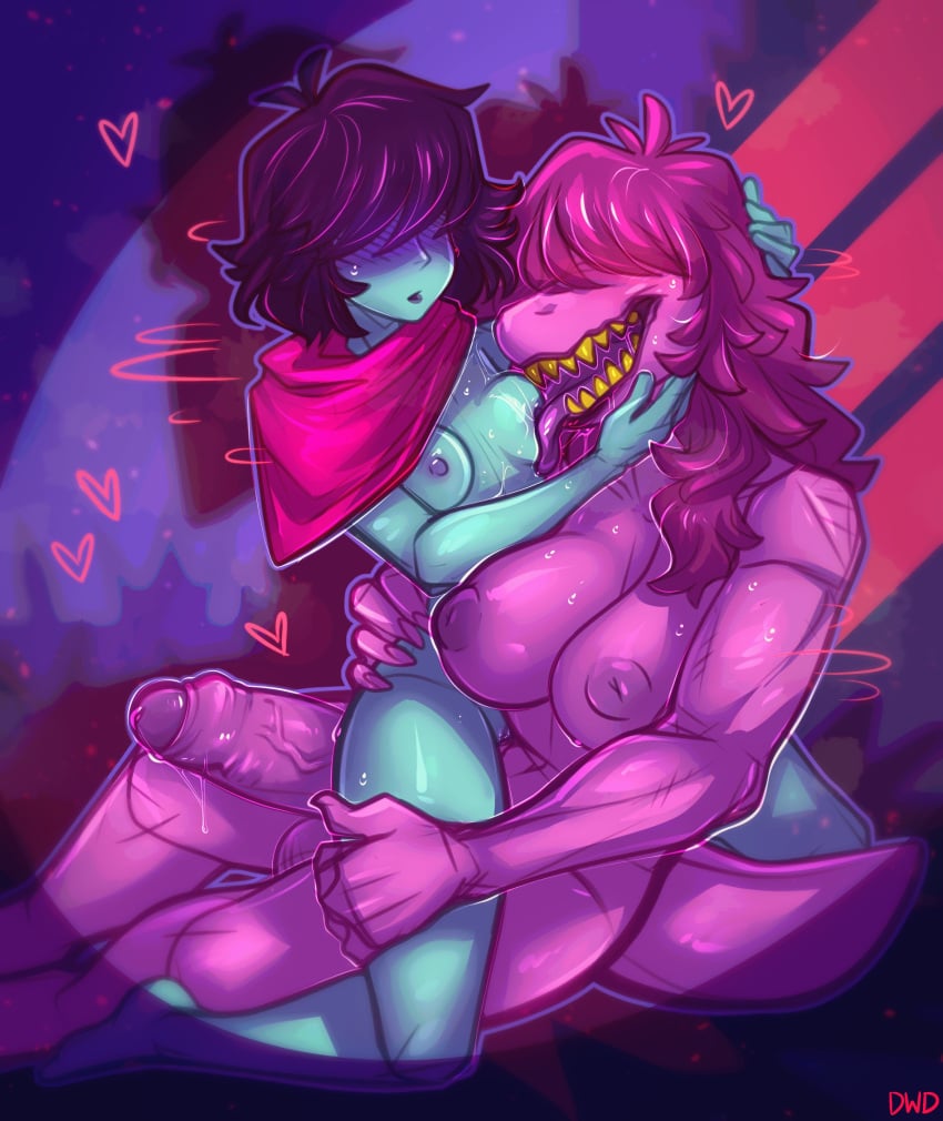 absurd_res anthro big_penis breast_licking breasts deltarune deltarune_futanari dimwitdog duo erection female futadom futanari genitals gynomorph gynomorph/female hi_res human intersex intersex/female kris_(deltarune) kris_female_(deltarune) mammal muscular_futanari nipples penis reptile scalie size_difference susie_(deltarune) tongue tongue_out undertale_(series) video_games