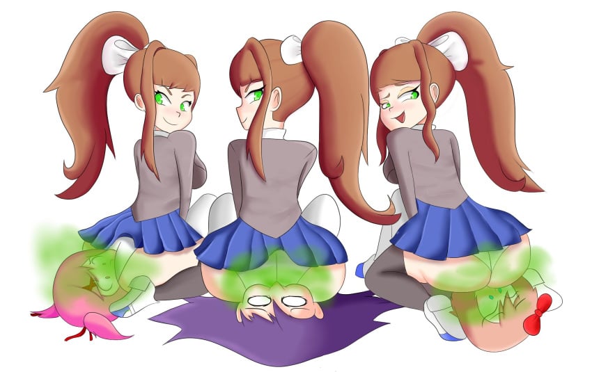 4girls ass_on_face big_ass big_butt black_thighhighs blue_eyes blush bow brap brown_hair doki_doki_literature_club facesitting fart fart_cloud fart_fetish farting farting_in_face green_eyes looking_back monika_(doki_doki_literature_club) multiple_girls natsuki_(doki_doki_literature_club) panties pink_eyes pink_hair ponytail protorepulsive purple_hair repulsiveproto sayori_(doki_doki_literature_club) school_uniform short_hair skirt smile thick_thighs thighhighs white_background white_panties yuri yuri_(doki_doki_literature_club)