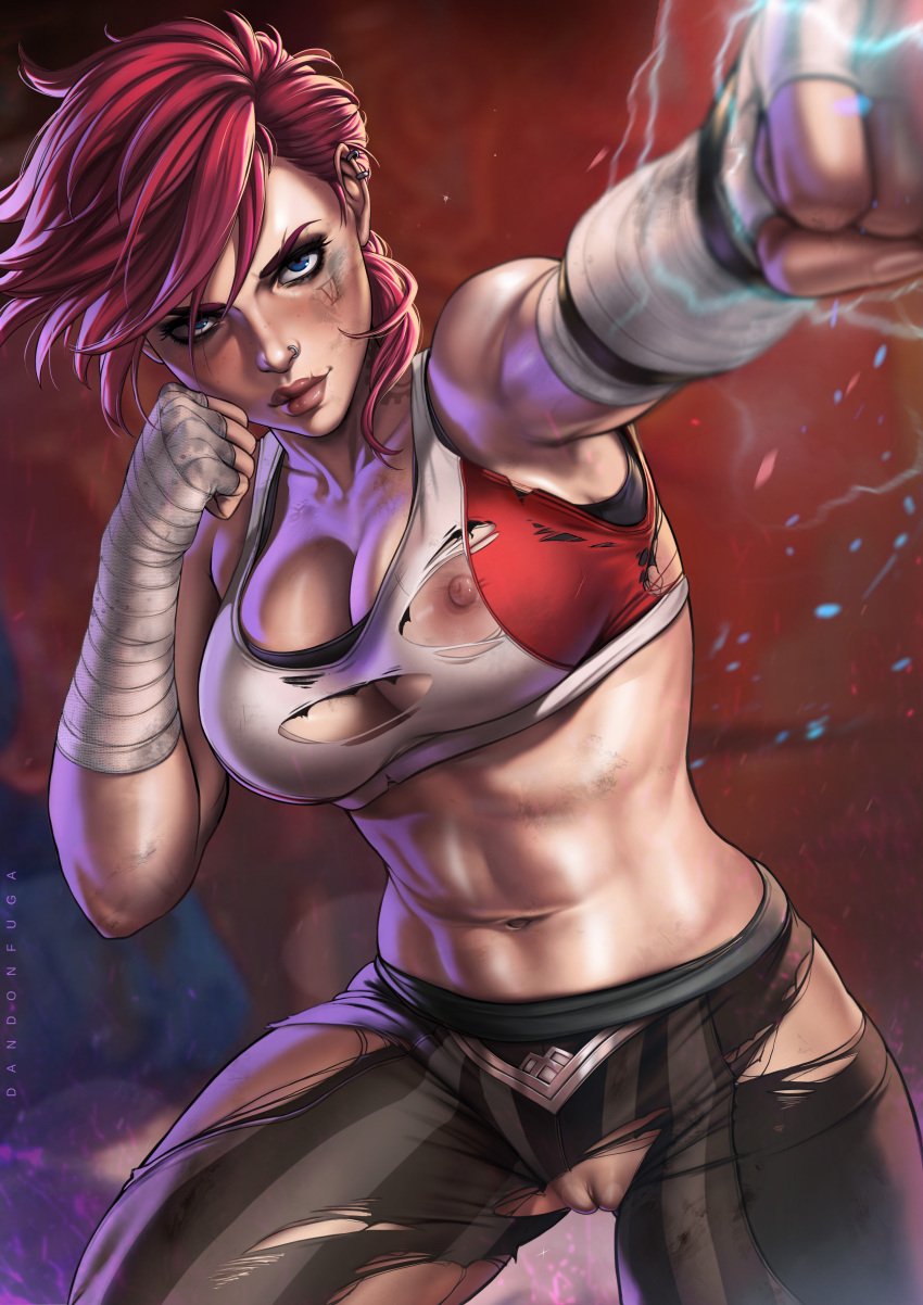 1girls abs action_pose arcane arcane_vi areola areolae arm_wraps attacking_viewer bare_arms bare_shoulders big_breasts big_thighs blue_eyes breasts child_bearing_hips clenched_fist clenched_fists clothed clothing crop_top dandon_fuga dirty ear_piercing face_tattoo female female_focus female_only fist fit fit_female hips large_breasts league_of_legends lighting looking_at_viewer muscular muscular_female navel nipples nose_piercing nose_ring pants piercing pink_hair pussy runny_makeup runny_mascara shaved_pussy shiny_skin short_hair smeared_makeup solo solo_female solo_focus standing tank_top tattoo thick_hips thick_thighs thighs toned toned_female torn_clothes torn_clothing torn_crop_top torn_pants vagina vi wide_hips wrapped_arms wrapped_hands