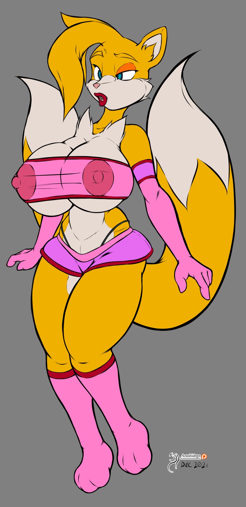 absurd_res arashidrgn big_breasts bimbo bimbofication breasts canid canine clothed clothing female fox fur hair hi_res huge_breasts hypnosis intelligence_loss lips mammal mind_control nipples rule_63 sega solo sonic_(series) sonic_the_hedgehog_(series) tails tailsko transformation