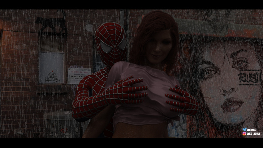 16:9 3d 3d_(artwork) 3dbabes 3dx faceless_male female groping kirsten_dunst lykoxxx male marvel marvel_cinematic_universe marvel_comics mary_jane_watson smooth_skin spider-man spider-man_(ps4) spider-man_(series)