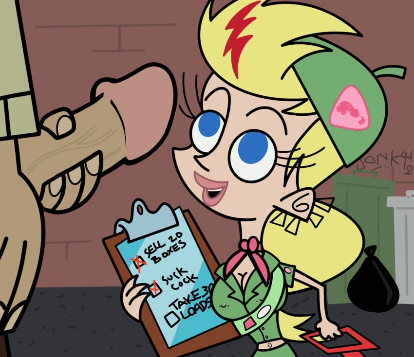 blowing blowjob blowjob_face blowjob_gesture cartoon cartoon_network cartoony cum cum_in_mouth cum_inside cumshot girl girly johnny_test_(series) scout sissy_blakely stranger