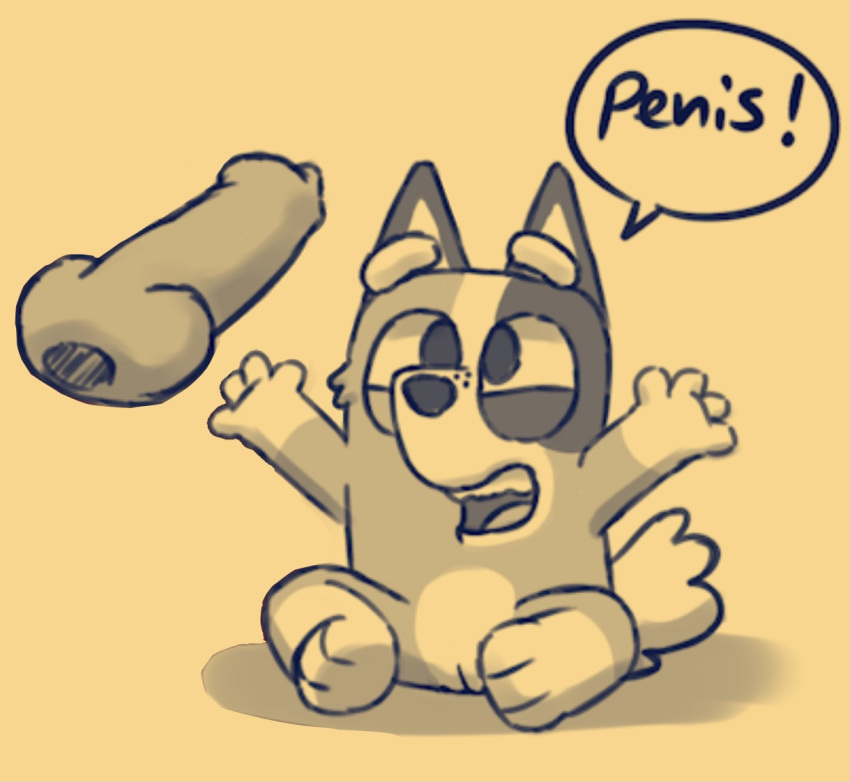 1boy 1boy1girl 1girls before_sex big_penis bluey_(series) canine cub english_text excited exposed_pussy fluffy furry half-closed_eyes offscreen_character polygon5 puppy reaching_out ruffled_fur size_difference sketch socks_(bluey) yellow_theme young