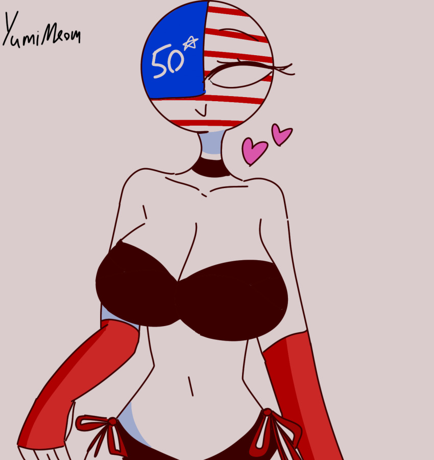 american_flag bikini countryhumans countryhumans_girl heart united_states_of_america_(countryhumans) yumimeow