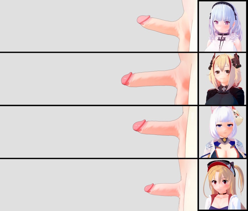 3d azur_lane cleveland_(azur_lane) dido_(azur_lane) futa_only futanari kaga_(azur_lane) multiple_girls multiple_penises penis penis_size_chart penis_size_comparison penis_size_difference roon_(azur_lane) small_penis