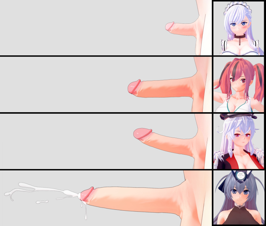 3d azur_lane belfast_(azur_lane) big_penis bremerton_(azur_lane) ejaculation futa_only futanari graf_zeppelin_(azur_lane) large_penis multiple_girls multiple_penises new_jersey_(azur_lane) penis penis_size_chart penis_size_comparison penis_size_difference small_penis