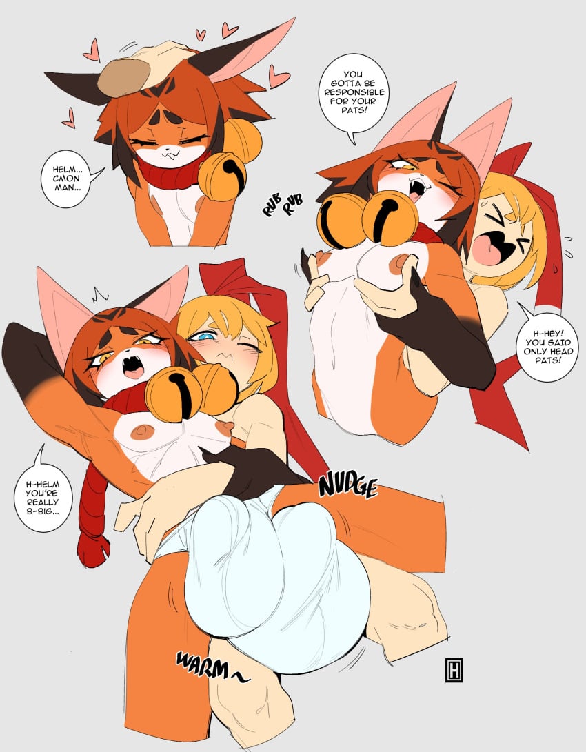 2boys anthro armpit bell_collar blush cute femboy femboy_on_femboy fox_boy fundoshi furry gay girly head_pat helm_(thehelmetguy) huge_bulge hugging hugging_from_behind human_on_anthro imminent_sex japanese_clothes kitsune kuzo_(thehelmetguy) male_only miko_outfit multiple_images nipple_fondling nipple_play original rubbing_chest thehelmetguy topless topless_male underwear underwear_only yaoi