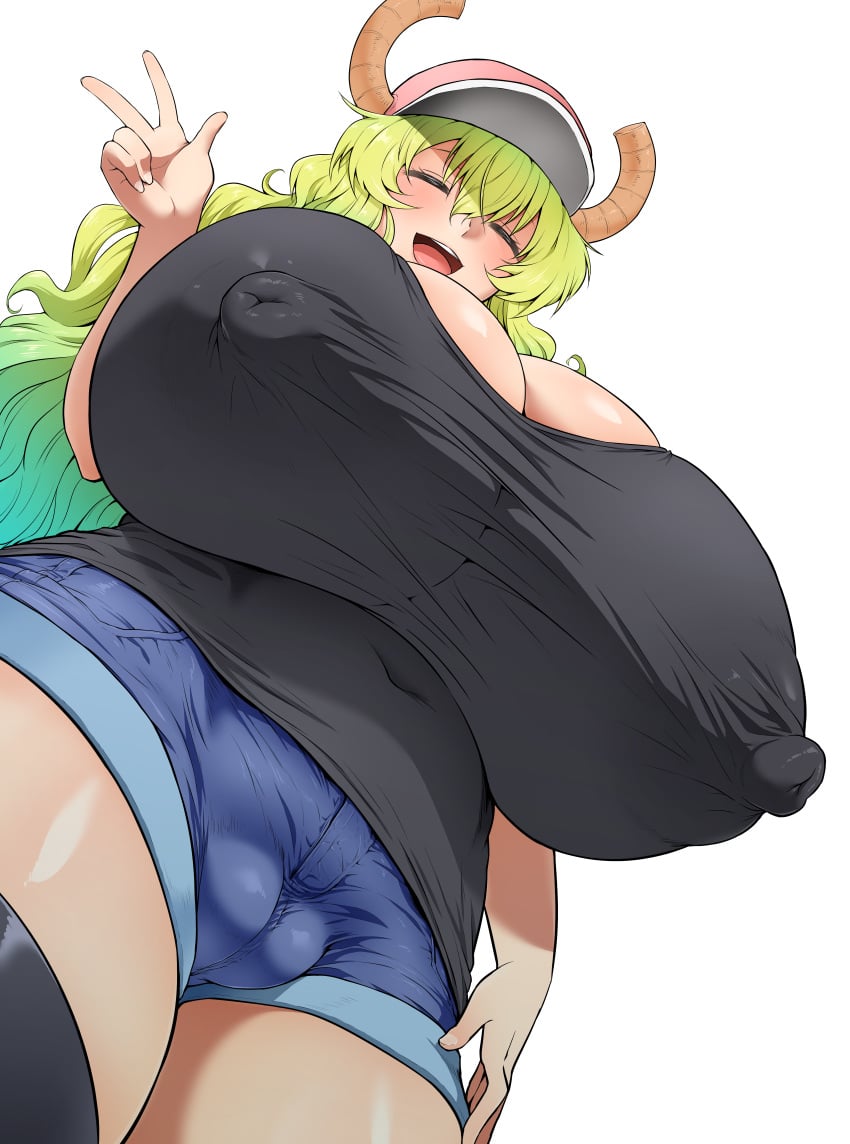 1girls absurd_res ahemaru big_breasts black_tank_top blonde_hair breasts cameltoe cap cleavage closed_eyes clothing denim denim_shorts dragon_horns dutch_angle erect_nipples erect_nipples_under_clothes fat_mons female female_only happy henriiku_(ahemaru) hi_res horns huge_breasts inverted_nipples large_nipples massive_breasts miss_kobayashi's_dragon_maid multicolored_hair navel nipples open-mouth_smile open_mouth plump_labia puffy_nipples puffy_pussy purple_background pussy_bulge pussy_visible_through_clothes quetzalcoatl_(dragon_maid) shaded_face shiny shiny_skin short_shorts shorts skindentation smile squinting standing tank_top thick_thighs thighhighs v viewed_from_below wide_hips