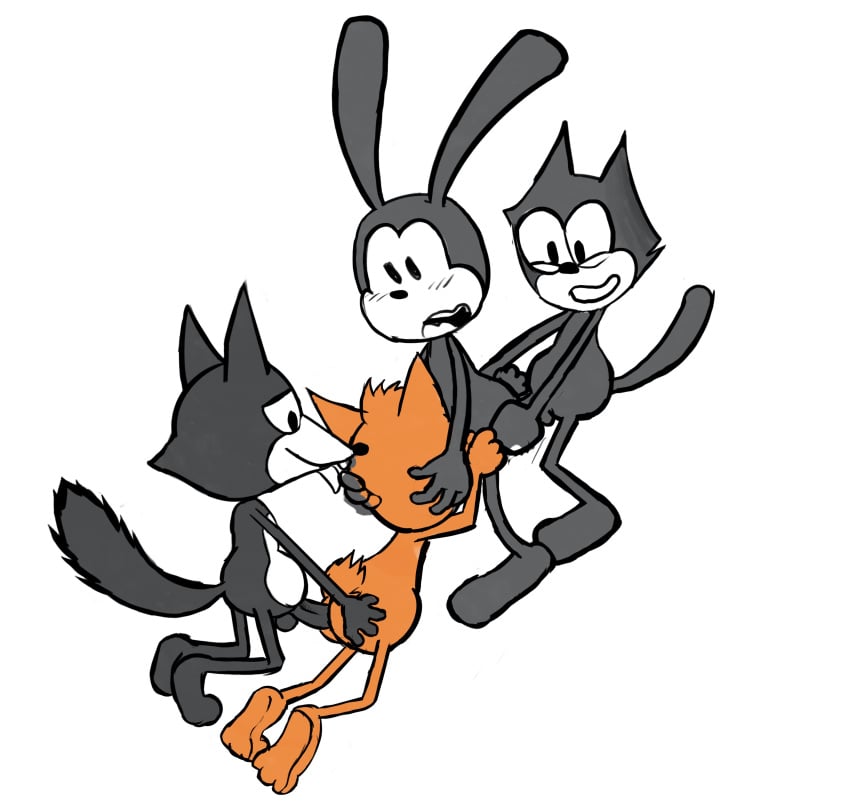 absurd_res anal anal_sex anthro ass balls bubsy bubsy_(series) canid canine disney domestic_cat dreamworks felid feline felis felix_the_cat felix_the_cat_(series) fellatio foursome fox from_behind_position gangbang group group_sex happy happy_sex hi_res kneeling kneeling_oral_position kneeling_sex lagomorph leporid m/m/m/m male male/male mammal negafelix oral oswald_the_lucky_rabbit penetration penile penis rabbit raised_tail sex standing standing_sex suck_cock tail tongue tongue_out