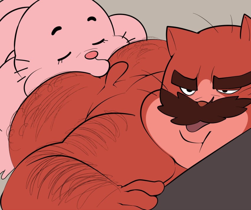 anal anthro body chubby color colored eroborus fat father gay hair hairy male male/male male_only moustache original_character overweight richard_watterson rimming roz's_dad the_amazing_world_of_gumball