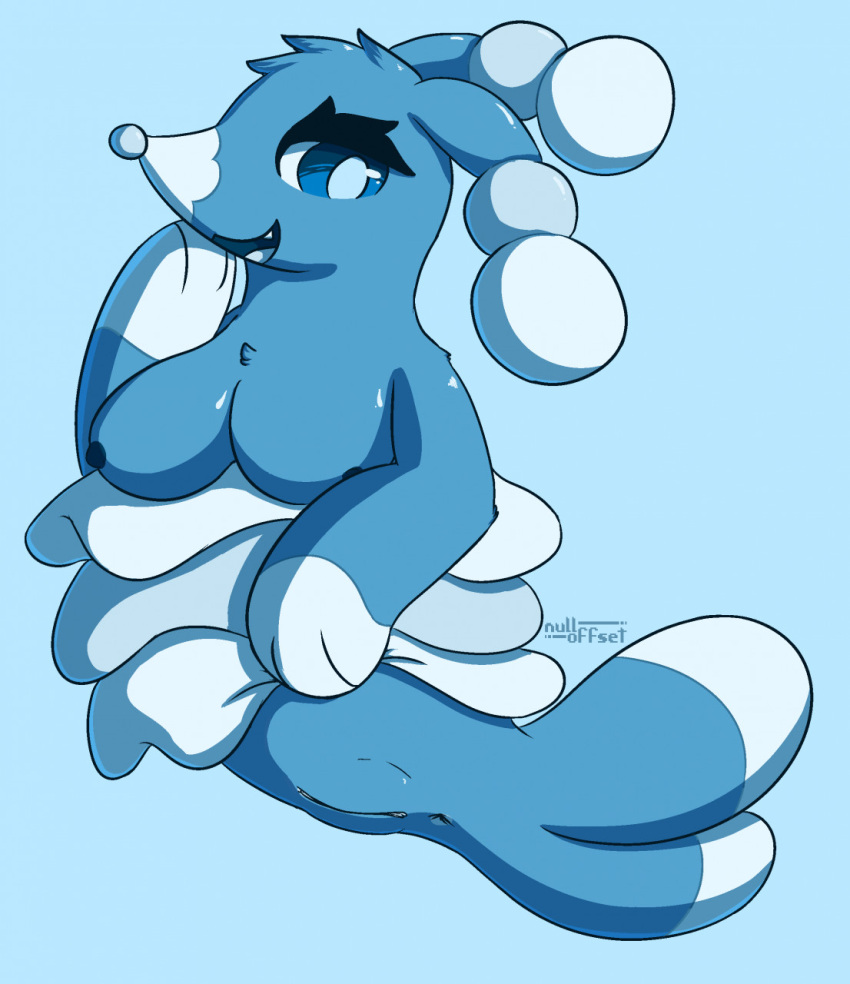 anus breasts brionne clothed clothing clothing_lift female genitals hand_on_cheek hi_res nintendo nipples nulloffset open_mouth pokémon_(species) pokemon pussy smug solo solo_focus video_games