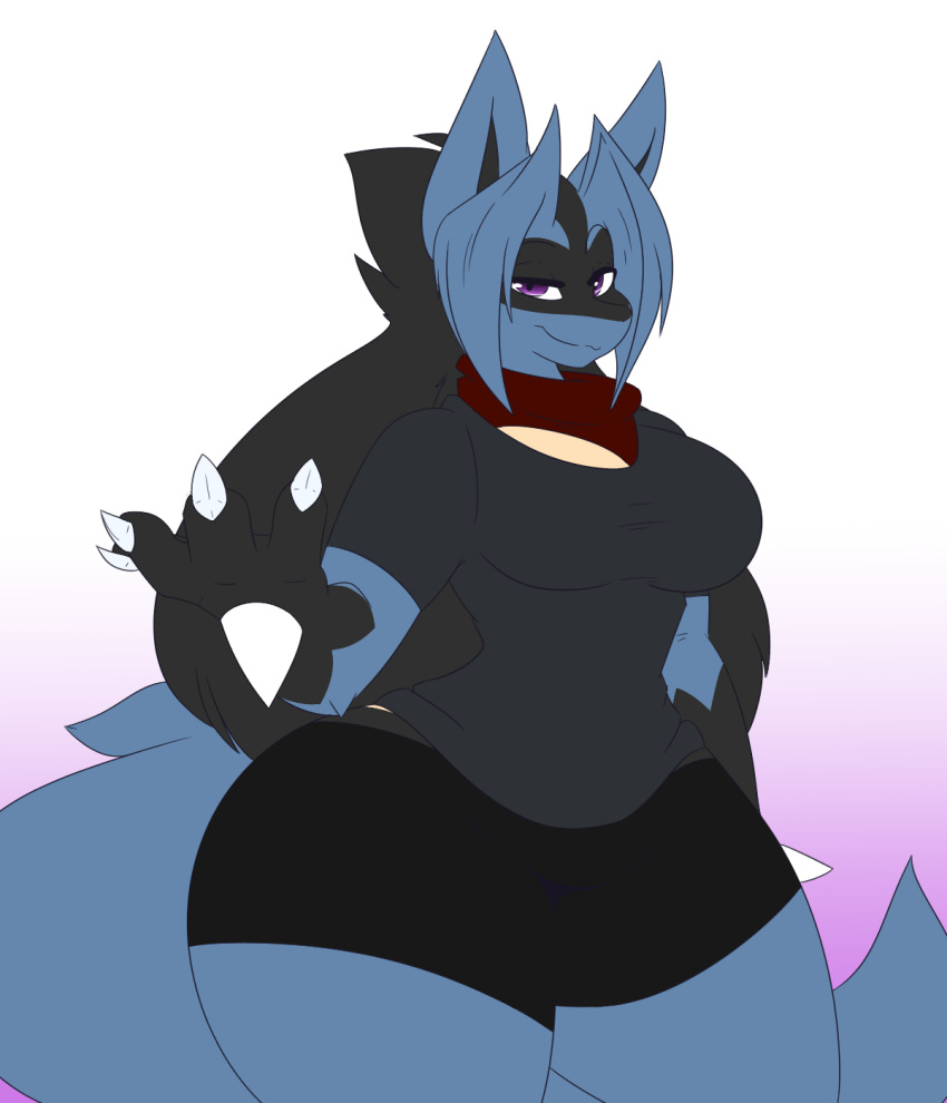 big_breasts dewwydartz female furry lucario may_(dewwydartz) nintendo pokémon_(species) pokemon pokemon_(species) tagme thick_thighs