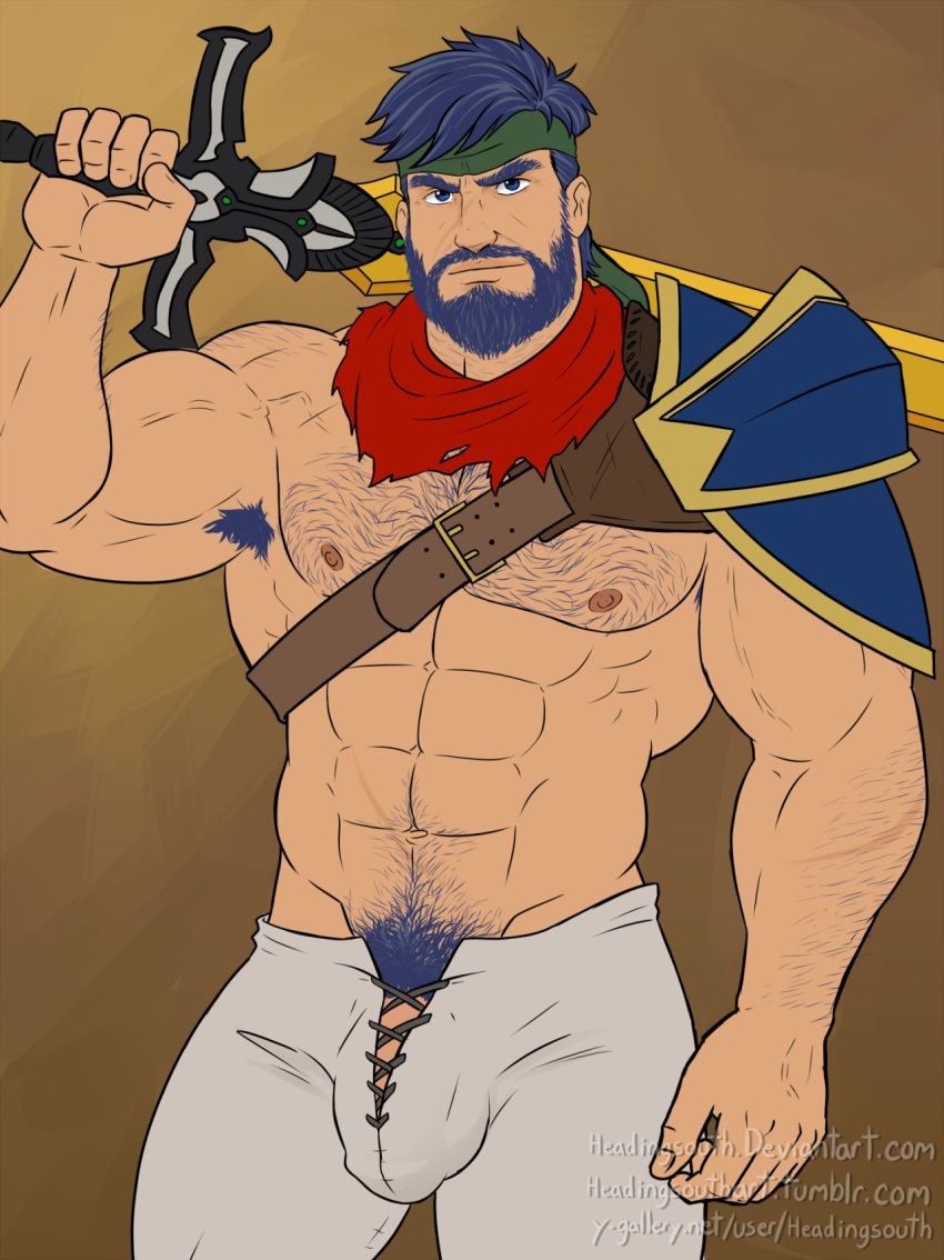 1boy balls bara fire_emblem fire_emblem:_path_of_radiance fire_emblem:_radiant_dawn gay hairy headingsouth ike_(fire_emblem) male male_only muscles muscular penis ragnell_(fire_emblem)