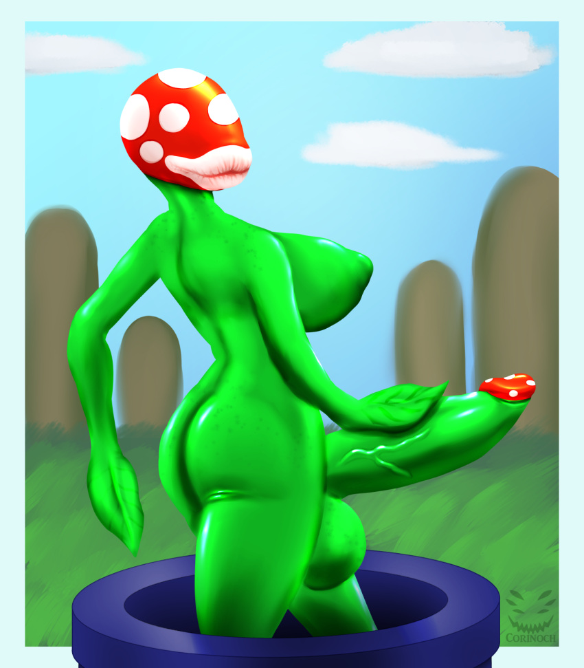 1futa anthro ass balls big_balls big_breasts big_butt big_lips big_penis breasts corinoch_(artist) elemental_creature flora_fauna futanari genitals green_body gynomorph hand_on_penis hi_res huge_balls huge_cock hyper hyper_balls hyper_genitalia hyper_penis intersex lips mario_(series) nintendo penis piranha_plant plant plantie presenting presenting_hindquarters solo super_mario_bros. thick_lips vein veiny_penis video_games