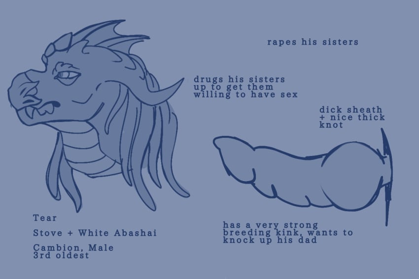 anthro balls character_bio character_introduction comic crescentbites dragon forced genitals incest knot male penis rape reference_image solo teeth text