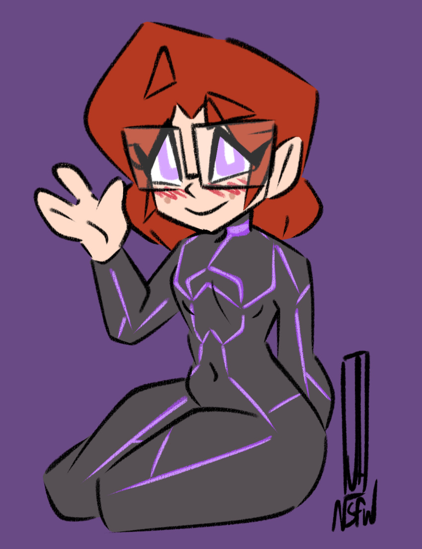 bodysuit femboy freckles glasses joanna_nsfw_artz nat_(riteliso) png red_hair skintight zero_suit