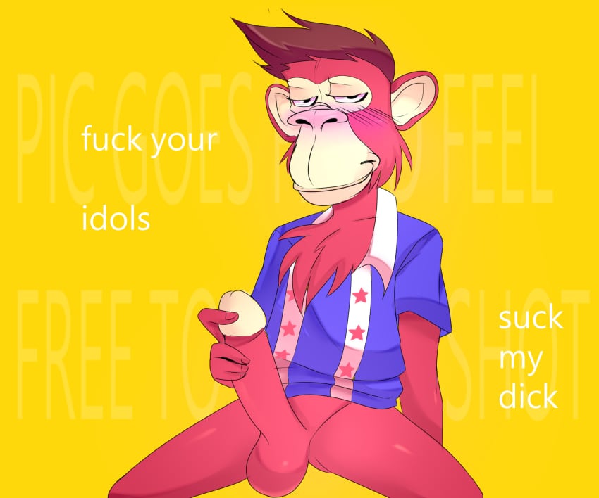 chucky chucky_(the_red_ape_family) gay monkey nft nft_monkey penis red_fur shitpost the_red_ape_family